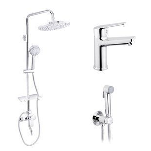 Набор 3 в 1 душова система Kroner Armada-C064K + змішувач Hagen-C010 + змішувач Bidet-C082 фото