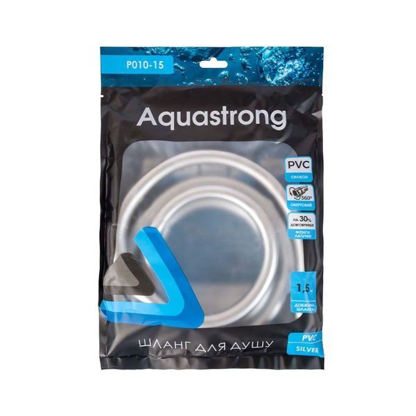 Шланг для душа 150 см Aquastrong серебристый силиконовый 1.5 м. (P010-15) фото