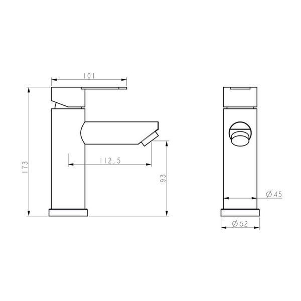 Змішувач для раковини Brinex Pure 001F низький Graphite BRIPUR001FGRP фото