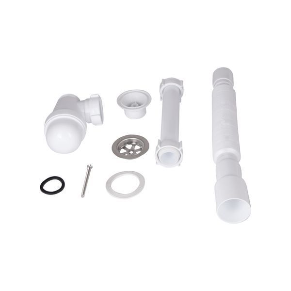 Сифон для раковини випуск 1 1/4" (65 мм) з гофрою 40х40/50 мм (350-770 мм) Lidz LU06 фото