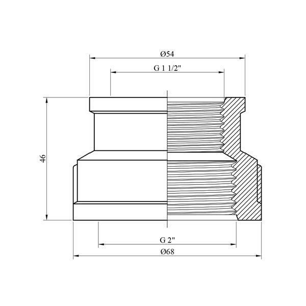 Муфта перехідна посилена LexLine 2"х1 1/2" ВВ латунна УК0323-В фото