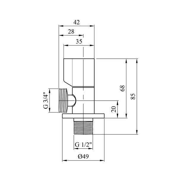 Кран приладовий для підключення Karro 1/2"x3/4" ЗЗ хромований KR-3120 New фото