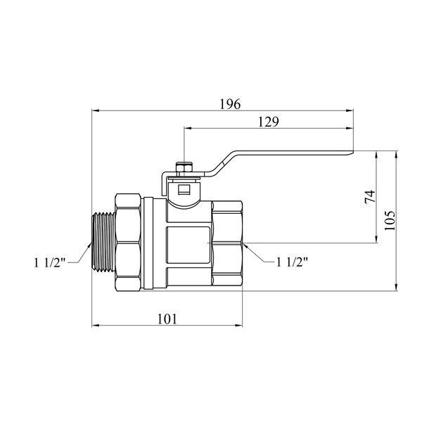 Кран-американка STA 1 1/2" ВЗ PN30 ручка, нікельований фото