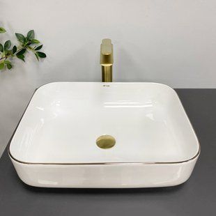 Умивальник (раковина) VBI PALERMO WHITE ROSE GOLD EDGE накладний фото