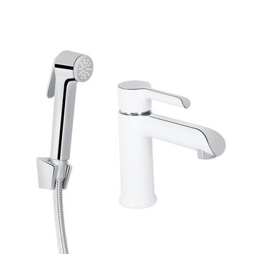 Змішувач для раковини Qtap Grand (з гігієнічним душем) QTGRA272CRW45671 Chrome/White 45671сп фото