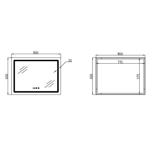 Дзеркало Qtap Mideya (MI2) 800х600 з годинником, з LED-підсвічуванням Touch, з антизапотіванням, димером, рег. яскравості QTMID80060049265 фото