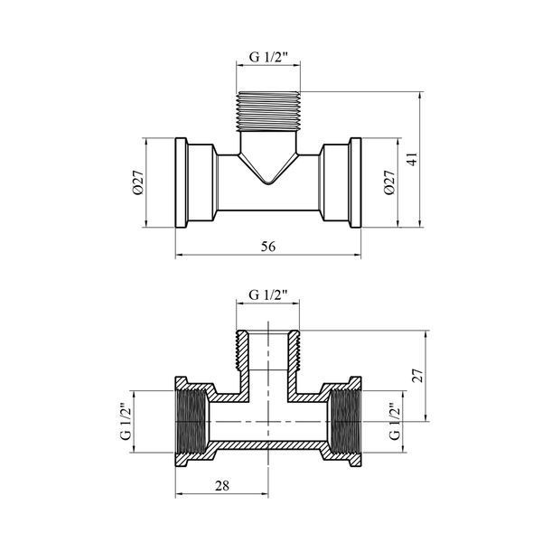 Трійник Karro 1/2" ВЗВ нікельований KR-3213 фото