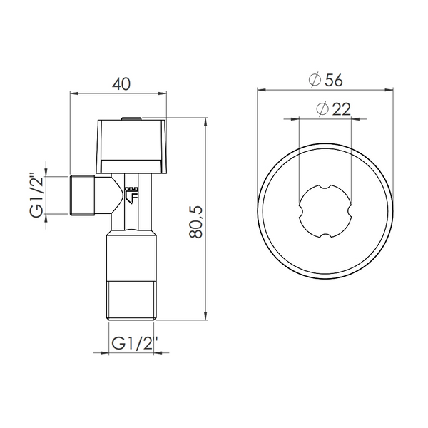 Кран приладовий кутовий 1/2"х1/2" хром, кульовий Thermo Alliance Standart SF340W1515 фото