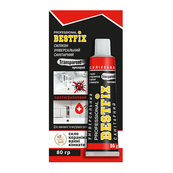 Силікон універсальний санітарний Bestfix (Прозорий) 80 г фото