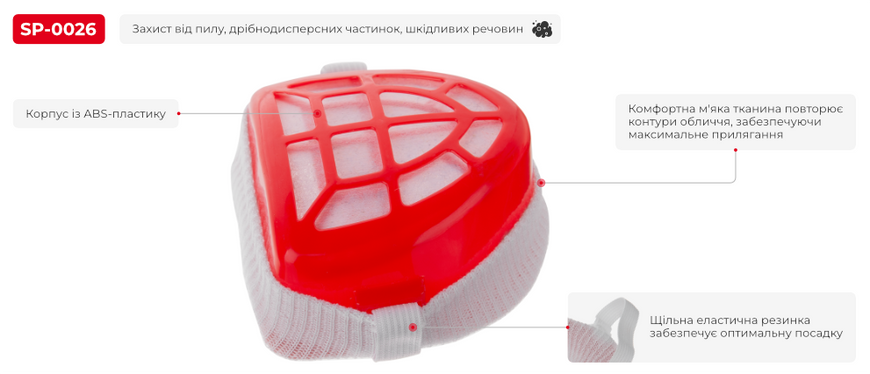 Маска респіратор від пилу тканинна Intertool SP-0026 фото