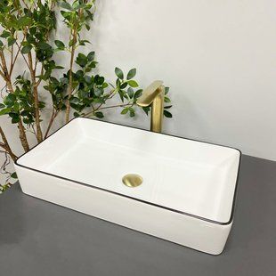 Умивальник (раковина) VBI TRIEST WHITE BLACK EDGE накладний фото