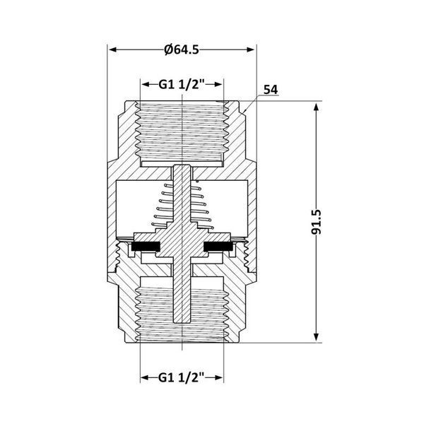 Зворотний клапан із латунним штоком Thermo Alliance Forte 1&nbsp;1/2"ВВ нікель TAF240W40 фото