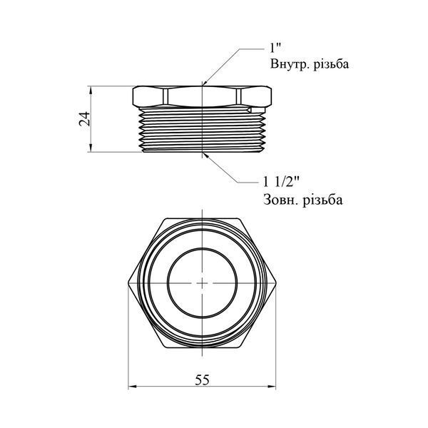 Футорка усиленная LexLine 1 1/2"х1" НВ латунная УК0722-В фото