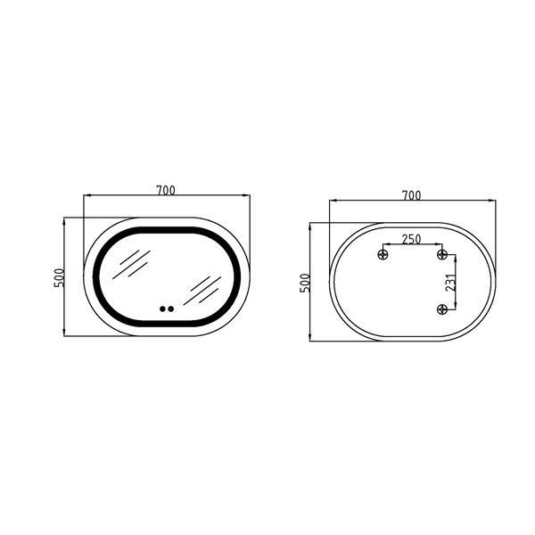 Дзеркало Qtap Gemini 500х700 з LED-підсвічуванням Touch, з антизапотіванням, з димером, рег. темп. кольору (3000-6500K) Reverse QT2578R5070 фото