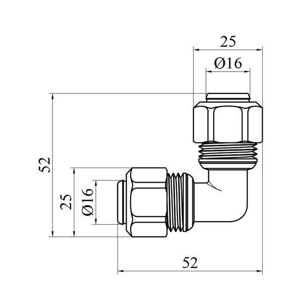 Коліно металопластикове Karro 16x16 нікельоване KR-0630 фото