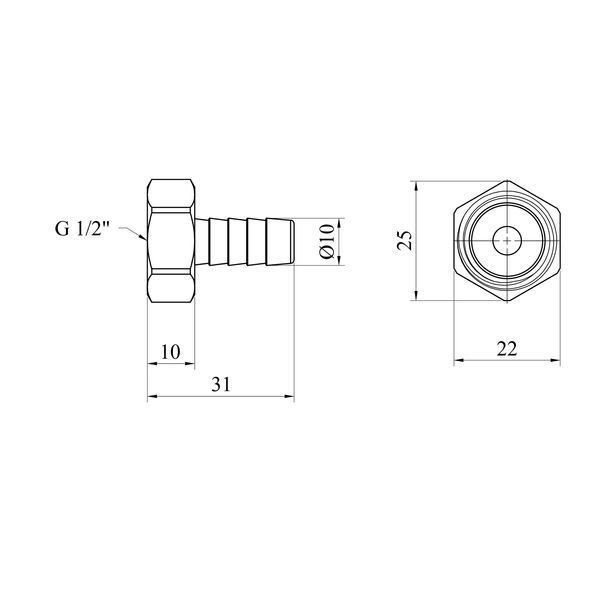 Штуцер Karro 1/2" РВ, D=10 мм нікельований KR-820 фото