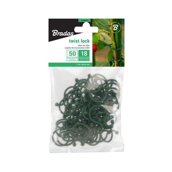 Зажимы для растений диаметром 18 мм (50 шт) Twist Lock Bradas TYK18GR/50 фото