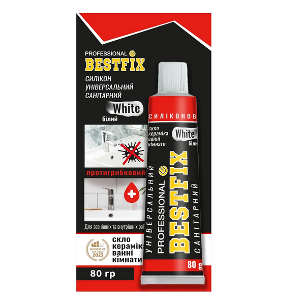 Силікон універсальний санітарний Bestfix (Білий) 80 г фото