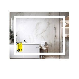 Дзеркало Lidz Kubis (KU2) 1000х800 з годинником, з LED-підсвічуванням Touch, з антизапотіванням, з димером, рег. яскравості LDKU1000800CL49282 фото