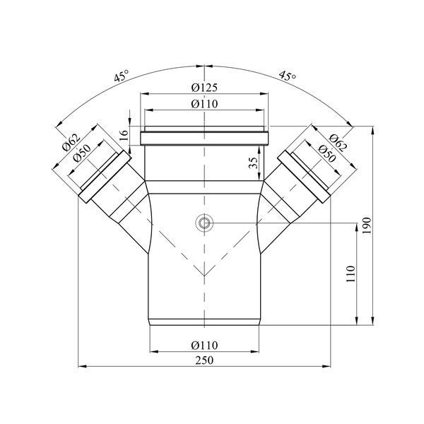 Крестовина для внутренней канализации Rozma 110х50х50/45&deg; фото