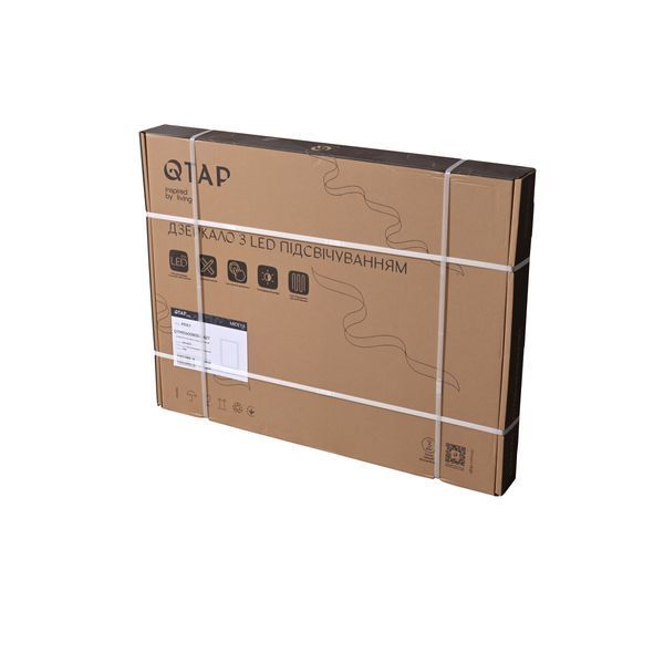 Дзеркало Lidz Kubis (KU2) 1000х800 з годинником, з LED-підсвічуванням Touch, з антизапотіванням, з димером, рег. яскравості LDKU1000800CL49282 фото