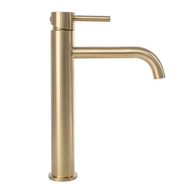 Змішувач для раковини (умивальника) REA LUNGO BRUSHED GOLD високий фото