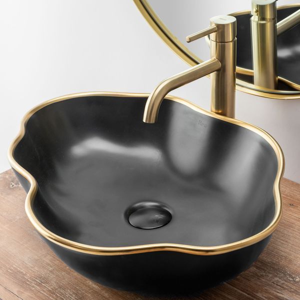 Змішувач для раковини (умивальника) REA LUNGO BRUSHED GOLD високий фото