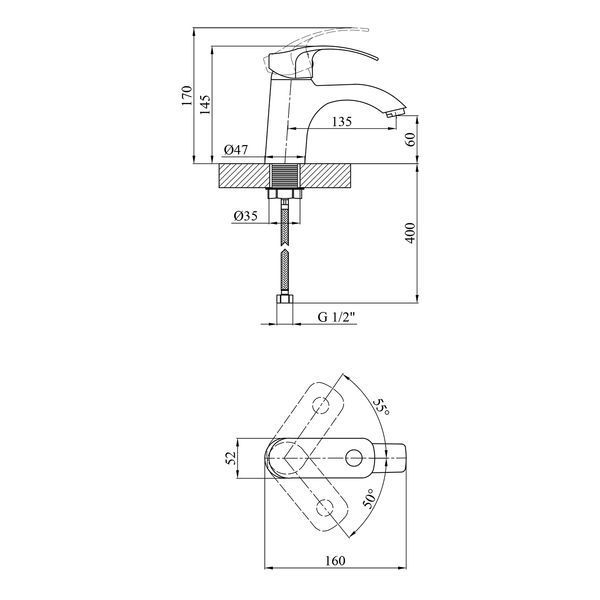 Змішувач для раковини Kroner KRP Konstante - C010A фото