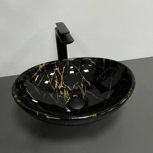 Умивальник (раковина) VBI PARMA MARBLE BLACK накладний фото