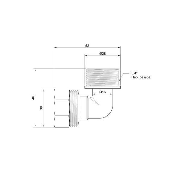 Уголок обжимной SD Plus 20х3/4" НР SD157W2020 фото