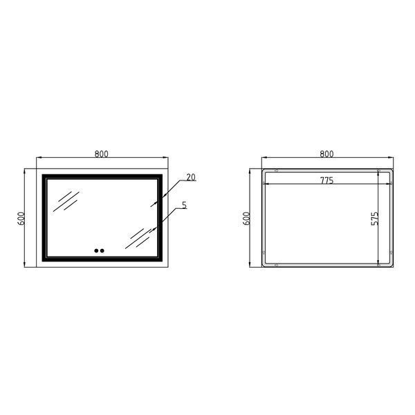 Дзеркало Qtap Cardinal (CA1) 800х600 з LED-підсвічуванням Touch, з антизапотіванням, з димером, рег. темп. кольору (3000-6500K) QT0478C8060 фото