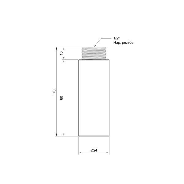 Удлинитель 1/2" 60 мм (6 см) хром латунь SD Plus SD1301560 фото