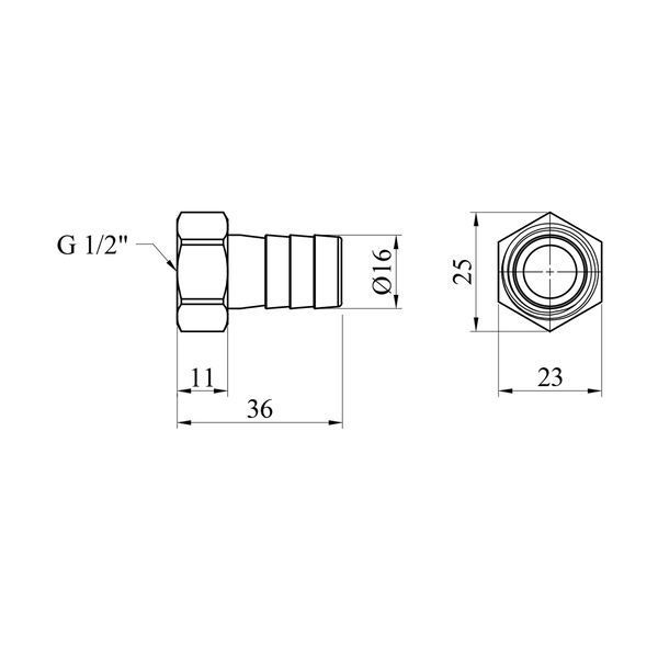 Штуцер Karro 1/2" РВ, D=16 мм никелированный KR-820 фото