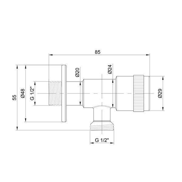 Кран угловой Thermo Alliance Standart 1/2"НН нерж., с керам. буксой TAS345W1515SS фото