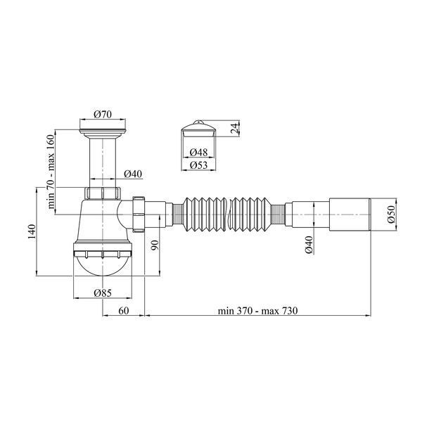 Сифон для раковини Kroner KRP - TB01 1 1/2"х40/50 мм фото