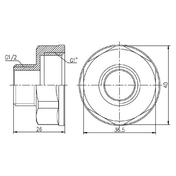 Переходник латунный 1"х1/2" ВН никель SD Forte SF3602515 фото