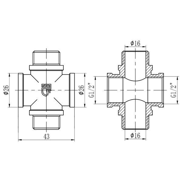 Крестовина SD Forte 1/2" ВН SF35515 фото