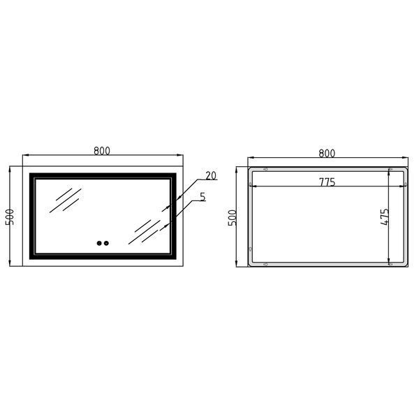 Дзеркало Qtap Cardinal 500х800 з LED-підсвічуванням Touch, з антизапотіванням, з димером, рег. темп. кольору (3000-6500K) Reverse QT0478C5080 фото
