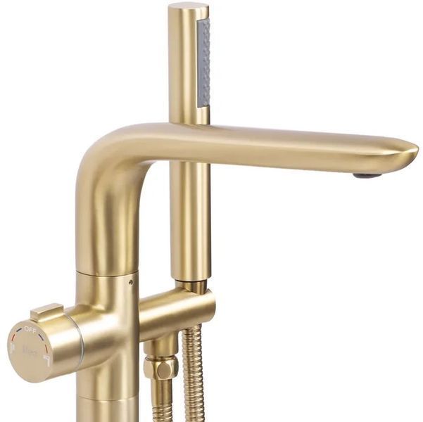 Смеситель для ванны REA CLARK BRUSHED GOLD матовое золото напольный фото