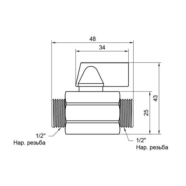 Кран кульовий "Mini" 1/2" ЗЗ SD Plus SD189W15 фото