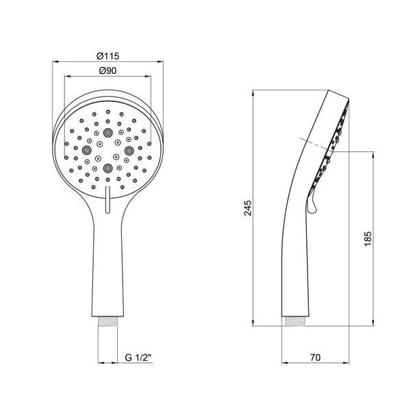 Лійка для ручного душу Qtap Rucni 115 мм округла QTRUCA115O3PCW Chrome/White фото