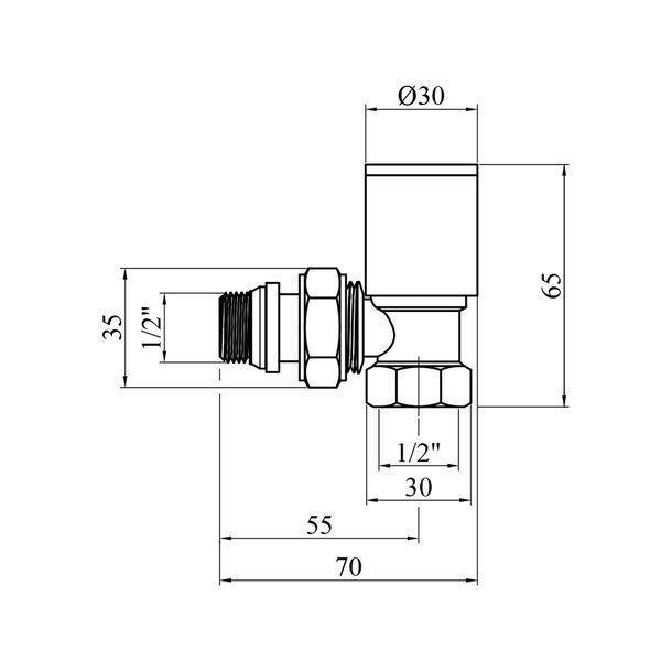 Комплект радиаторных угловых кранов верхние Karro 1/2" ВН хромированные KR-32001 фото
