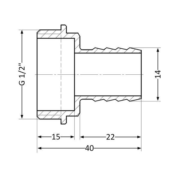 Штуцер для шлангу 1/2"З х 14 мм латунний SD Plus SD4271514 фото