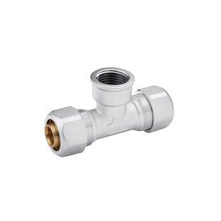 Трійник металопластиковий Karro 20х1/2"х20 РВ нікельований KR-0721 фото