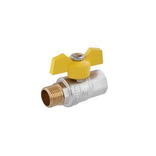 Кран кульовий STA "LB" 1/2" ВЗ PN40 жовтий метелик, нікельований фото