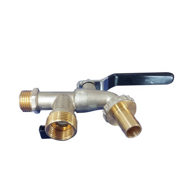 Кран для полива 1/2" НР шаровый, латунный на 2 выхода (3/4"), Thermo Alliance SD141W15 фото
