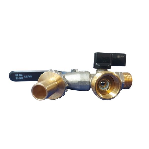 Кран для полива 1/2" НР шаровый, латунный на 2 выхода (3/4"), Thermo Alliance SD141W15 фото