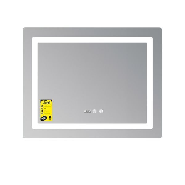 Дзеркало Lidz Kubis (KU2) 800х600 з годинником, з LED-підсвічуванням Touch, з антизапотіванням, з димером, рег. яскравості LDKU800600CL48281 фото