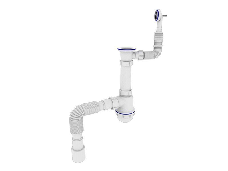 Сифон для мийки 11/2"х40 з різьб.випуском, гофротрубою 40х40/50 та гнучк.кругл.переливом Millz фото