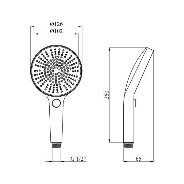 Лійка для ручного душу Kroner Element 2801552901Z-0101, кругла 126 мм, 4 режими, хром фото